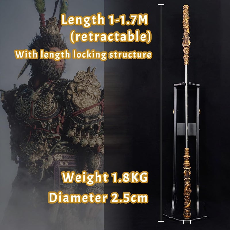 JeCgRrY Black Myth Wukong 5.6FT Monkey King Staff, Black Mythology Toy, Game Collection, Room Decoration Gift - Image 4